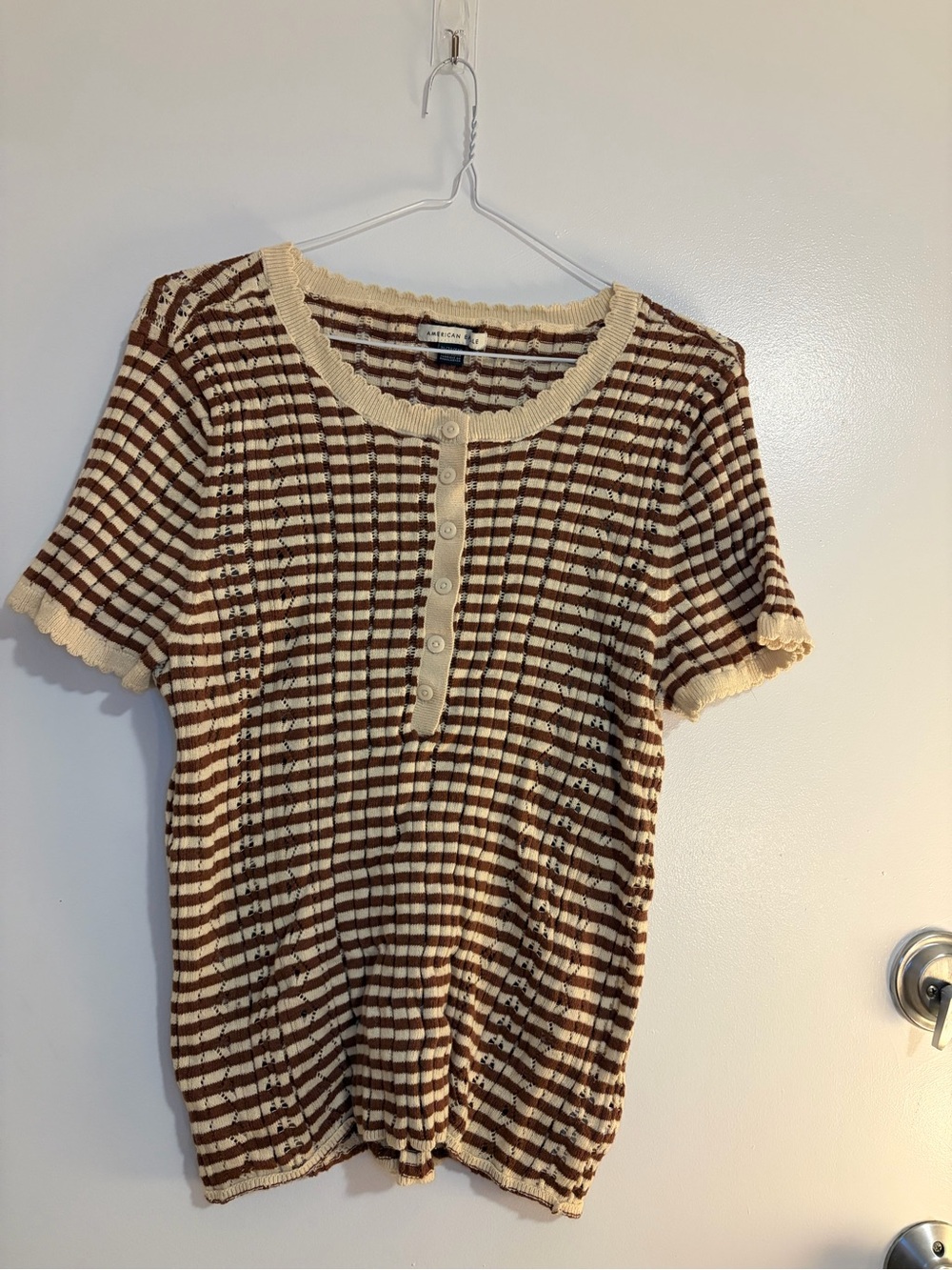 American Eagle Outfitters Henley Pointelle sweater T-shirt